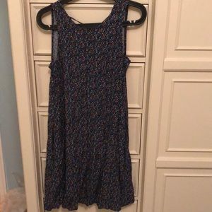 Gap sleeveless swing tank dress black print XS